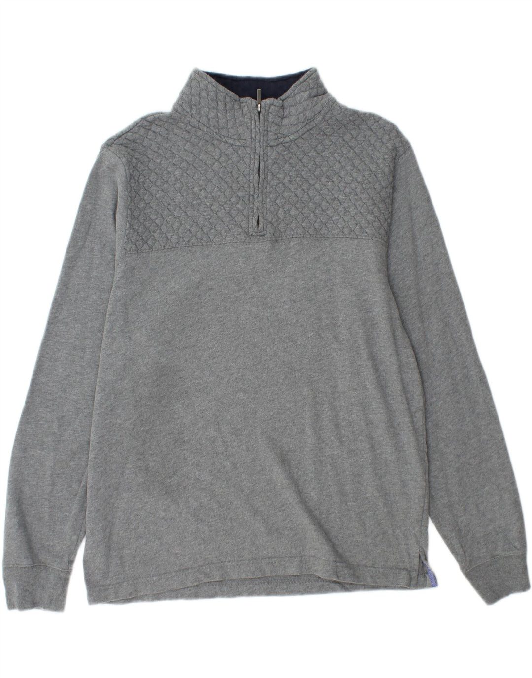Brooks Brothers Top da uomo con zip e collo a maniche lunghe in cotone grigio grande