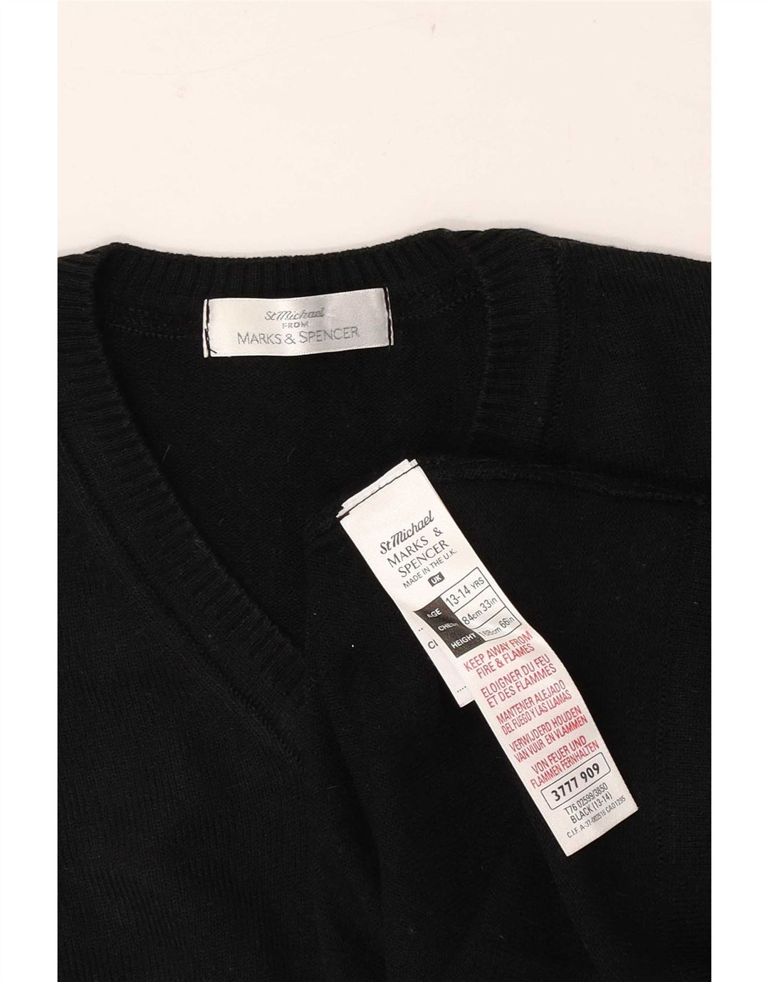Maglione Marks & Spencer da ragazzo con scollo a V 13-14 anni in acrilico nero