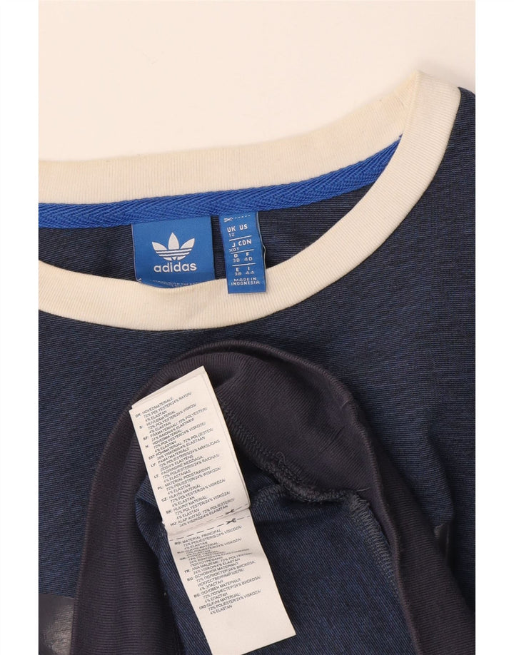 Felpa grafica da donna Adidas Jumper UK 12 Medium Navy Blue Colourblock