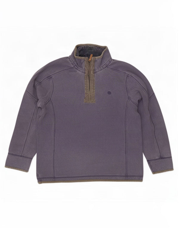 Felpa da uomo con collo con zip Fat Face, maglione grande, cotone blu