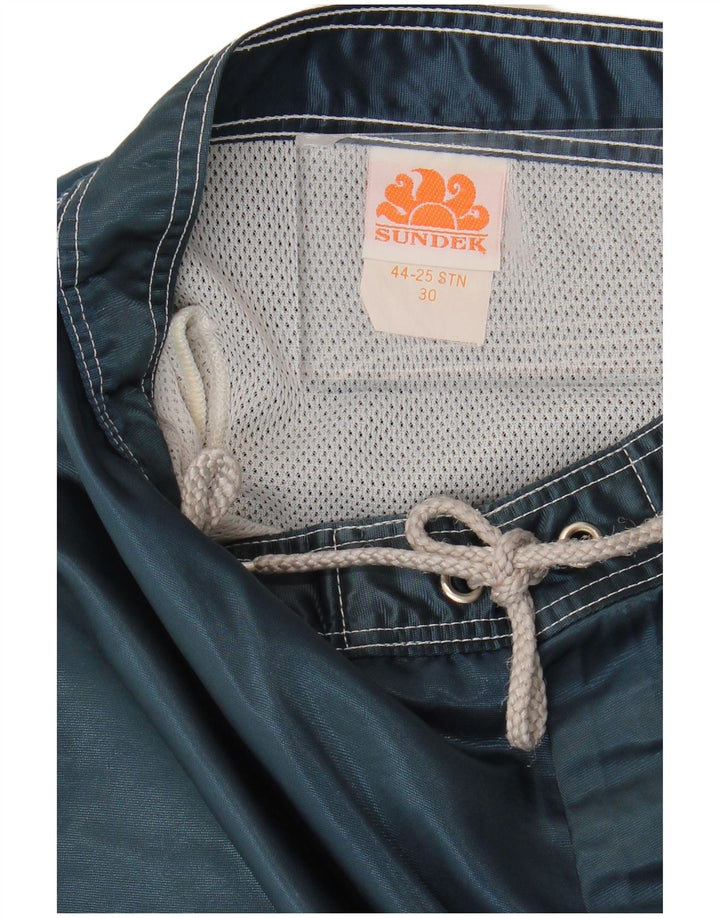Sundek Mens Swimming Shorts Medium  Navy Blue Striped Nylon