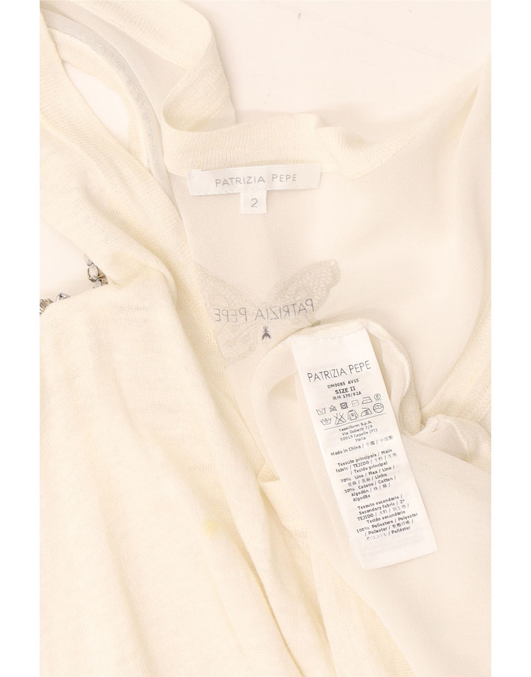 Patrizia Pepe Top da donna oversize con spalle scoperte US 2 XS lino bianco
