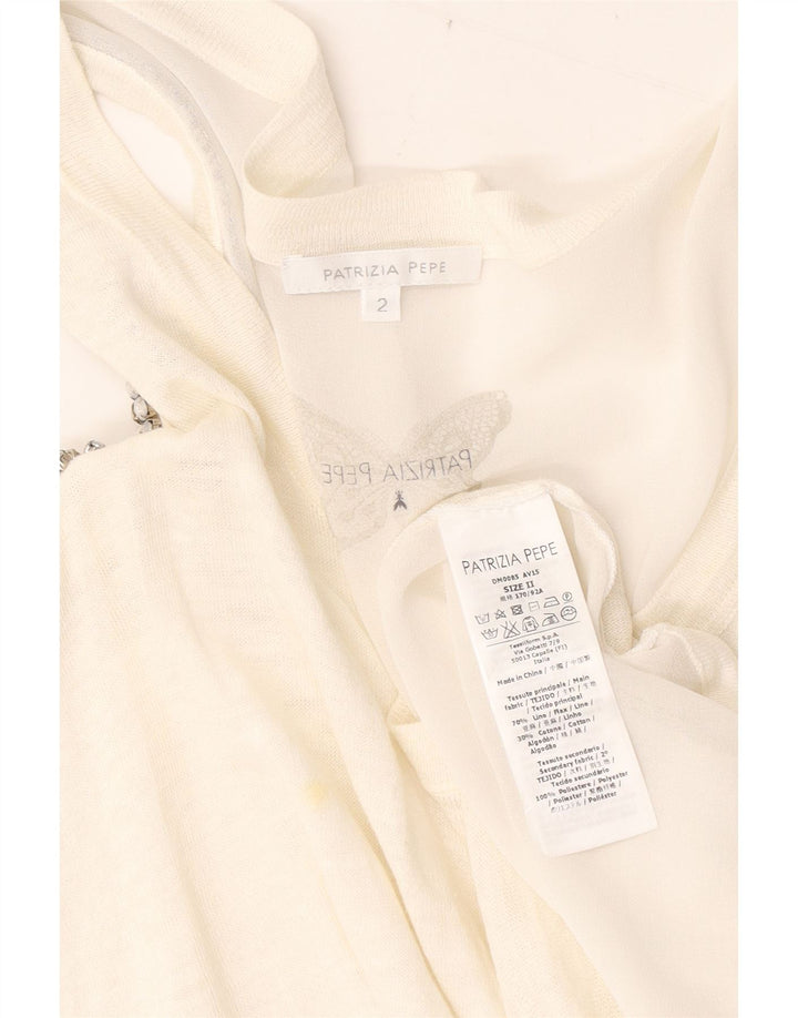 Patrizia Pepe Top da donna oversize con spalle scoperte US 2 XS lino bianco