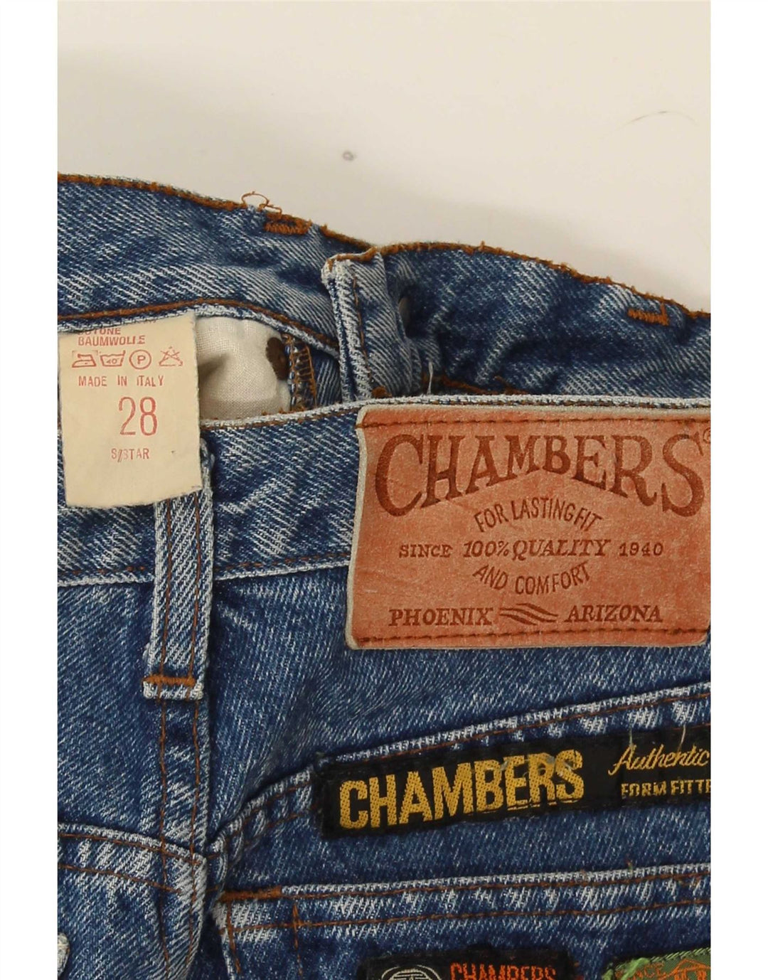 Jeans dritti da uomo Chambers W28 L30 in cotone blu