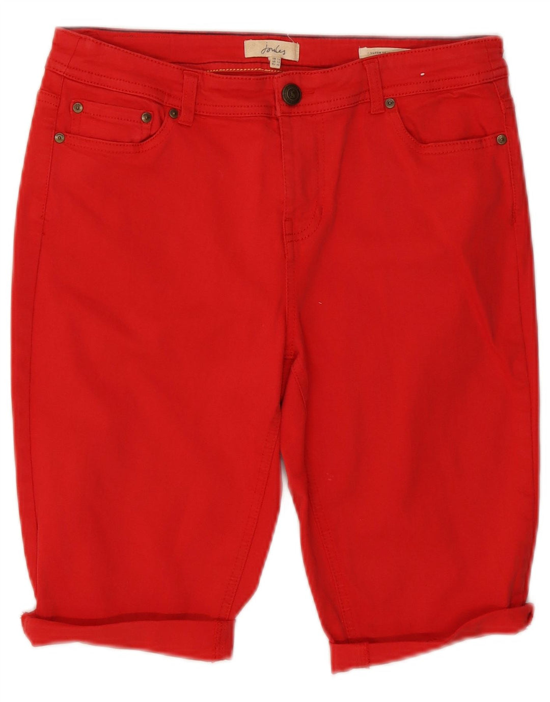 Pantaloncini di jeans Bermuda da donna Joules UK 14 medi W30 cotone rosso