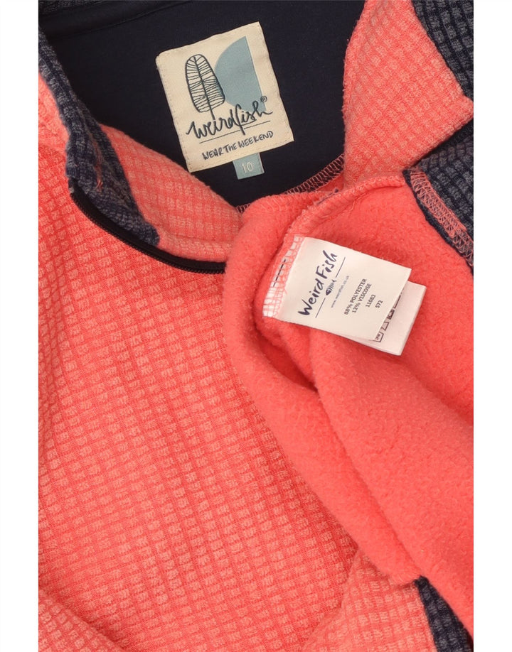 WEIRD FISH Maglione in pile oversize da donna con collo e zip UK 10 piccolo arancione