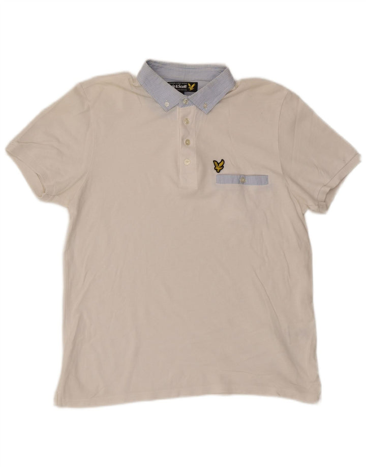 Polo da uomo Lyle & Scott grande in cotone bianco