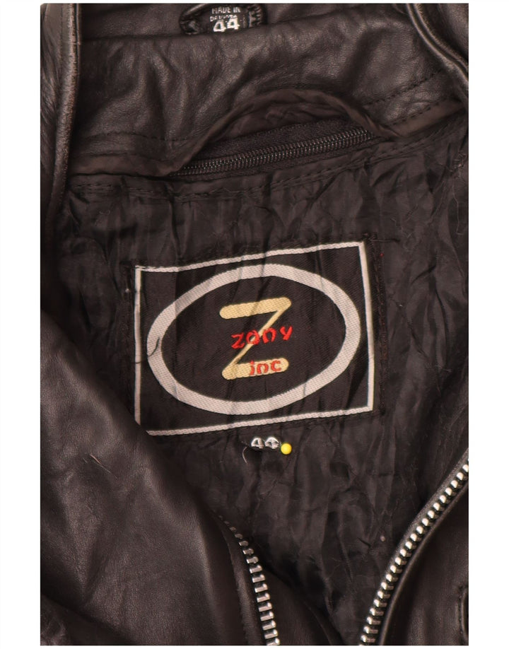 Giacca in pelle vintage da uomo UK 44 2XL Pelle nera