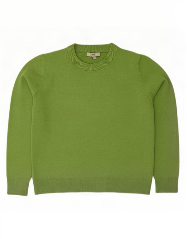 Marks & Spencer Womens Crew Neck Jumper Sweater UK 14 Medium Green