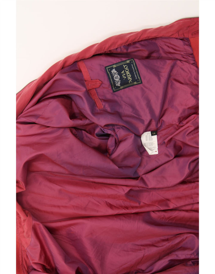VIA ARDIGO Mens Bomber Jacket IT 54 2XL Red Silk Vintage Via Ardigo and Second-Hand Via Ardigo from Messina Hembry 