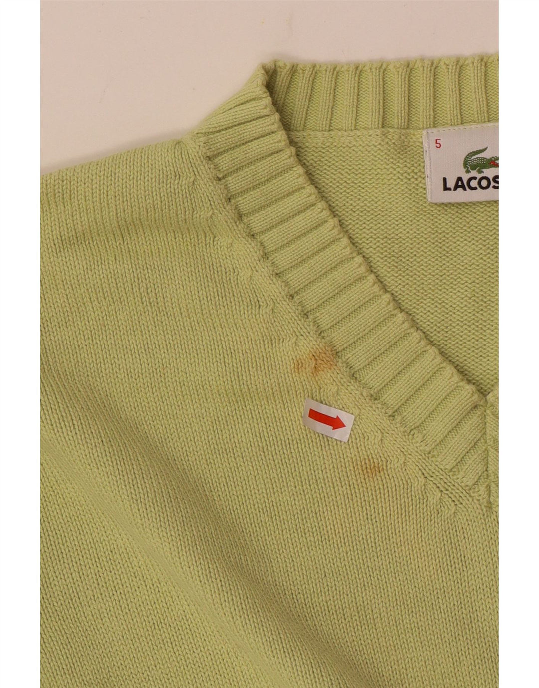 LACOSTE Maglione da uomo con scollo a V taglia 5 grande cotone verde