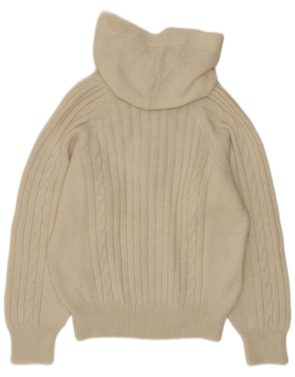 Maglione da donna Silvy con collo e bottoni con cappuccio IT 46 Large Bianco