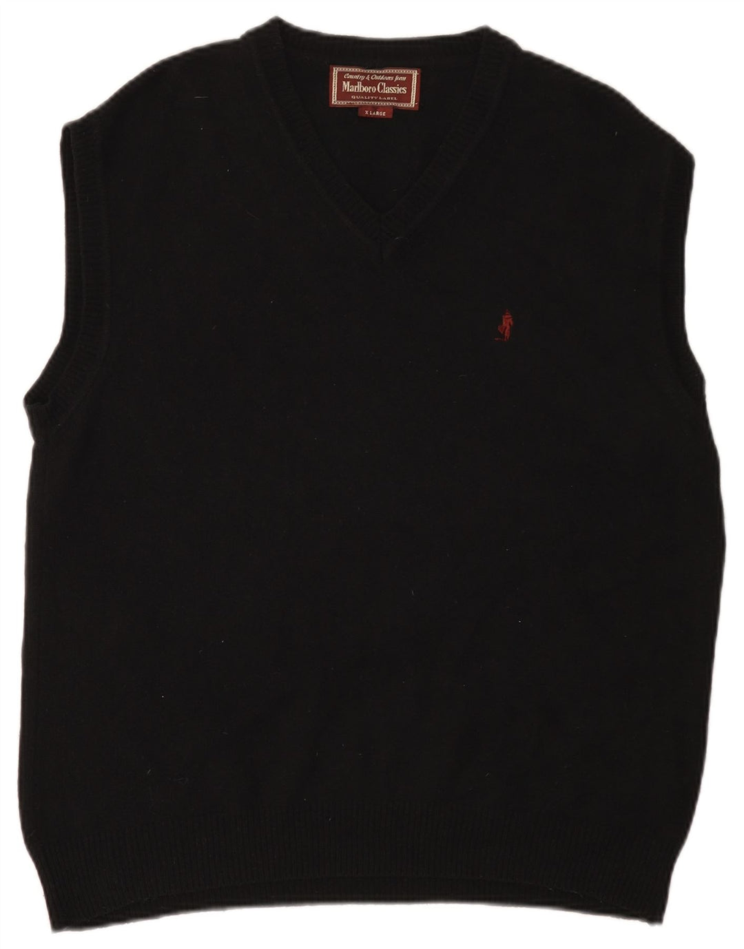 Marlboro Classics Maglione da uomo con scollo a V XL in lana nera