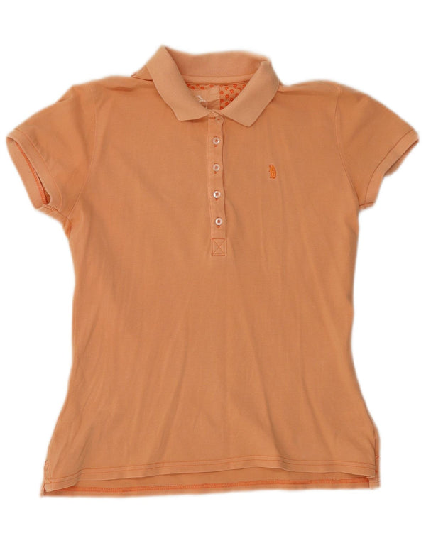 Refrigue Womens Polo Shirt UK 14 Large Orange Cotton