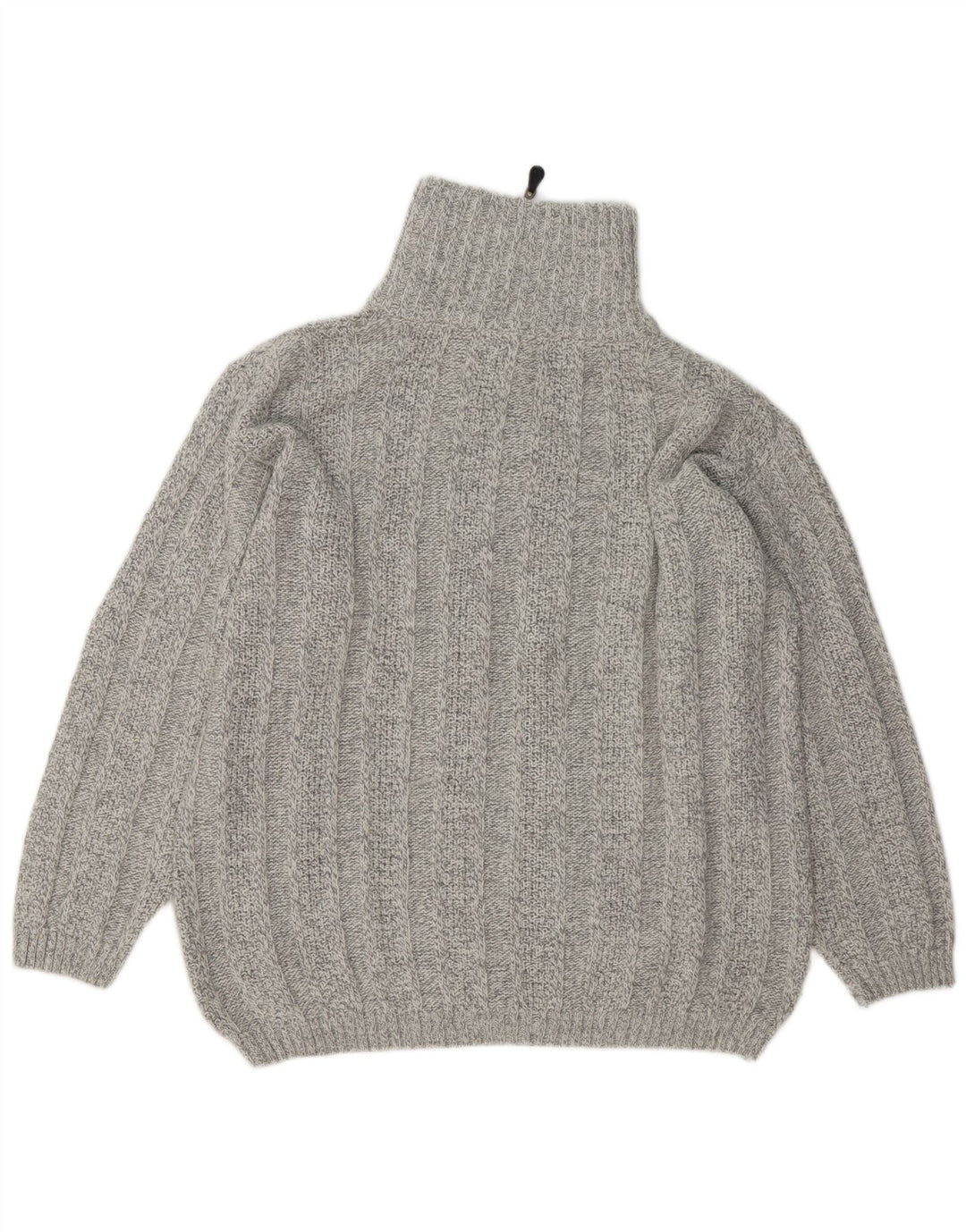 Maglione maglione con zip da uomo VINTAGE XL in lana grigia