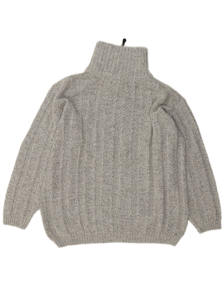 Maglione maglione con zip da uomo VINTAGE XL in lana grigia