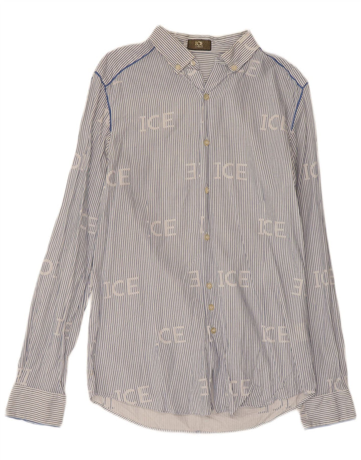 Camicia da uomo Grant Fit ICEBERG grande cotone gessato blu