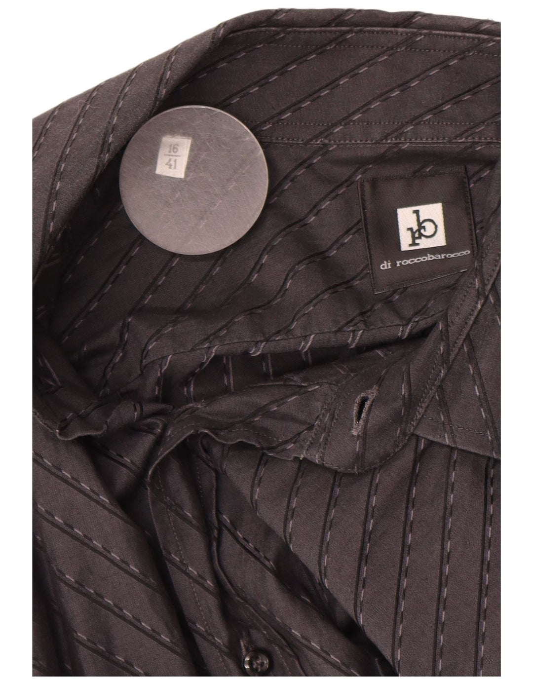 Camicia da uomo ROCCOBAROCCO taglia 16 41 grande cotone a righe nere