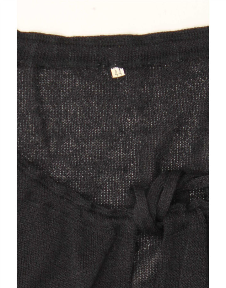 Top camicetta a maniche lunghe da donna vintage IT 44 medio nero