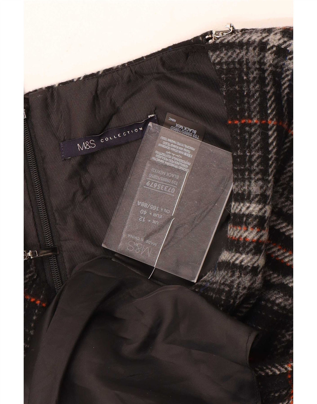 Abito a trapezio senza maniche da donna Marks & Spencer UK 12 Mdium Plaid nero
