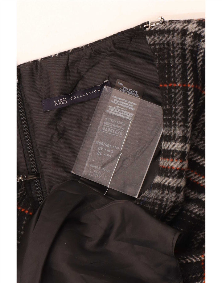 Abito a trapezio senza maniche da donna Marks & Spencer UK 12 Mdium Plaid nero