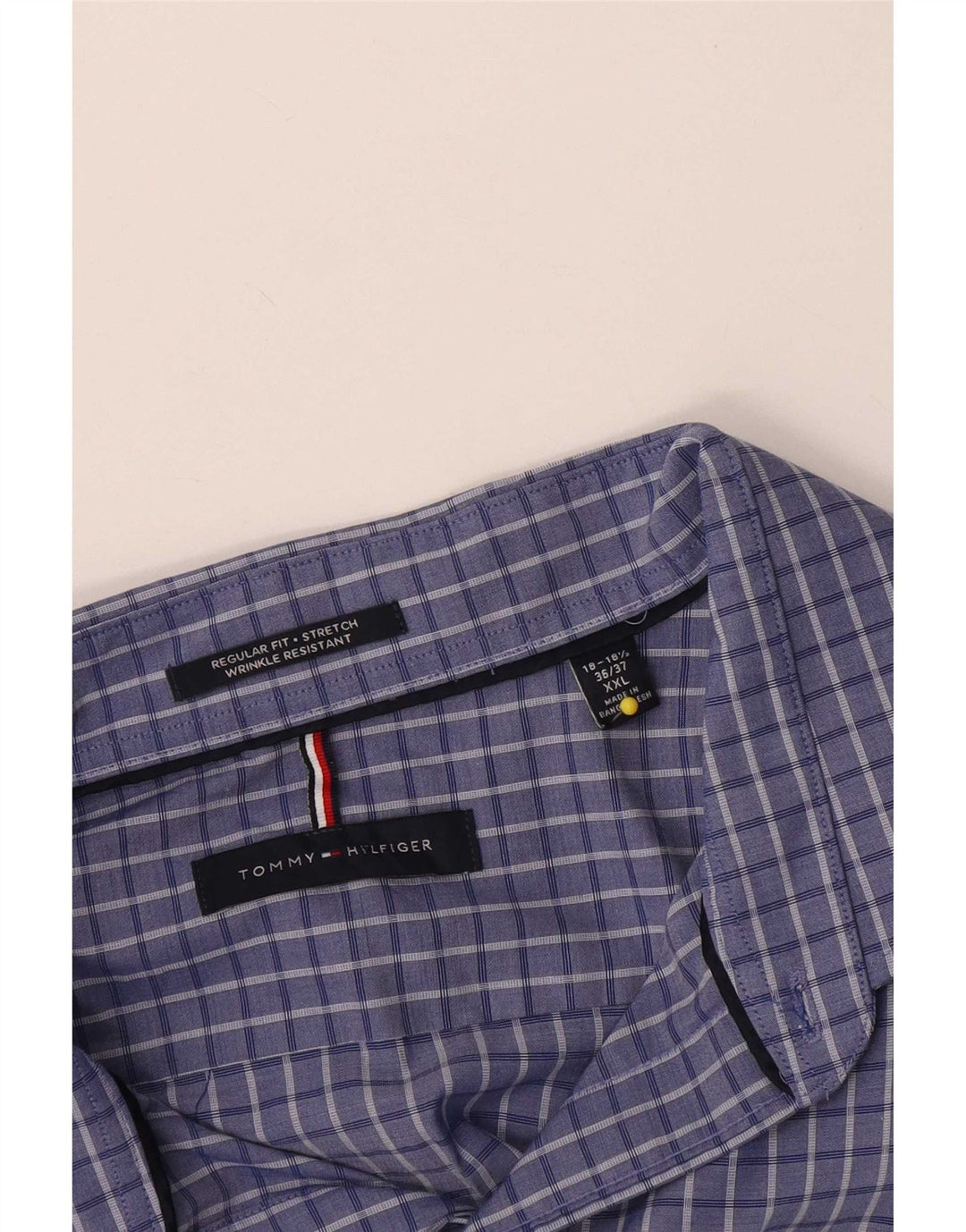 Camicia da uomo vestibilità regolare Tommy Hilfiger 2XL cotone a quadri blu