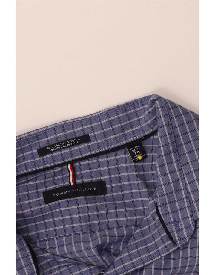 Camicia da uomo vestibilità regolare Tommy Hilfiger 2XL cotone a quadri blu