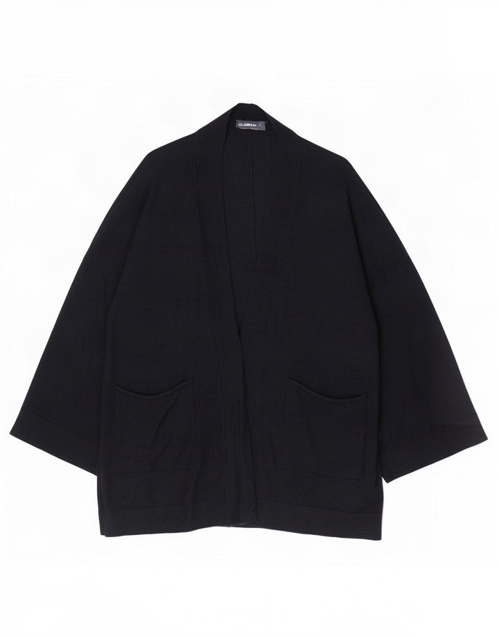 Maglione cardigan aperto oversize lungo da donna Zara UK 10 piccolo blu navy