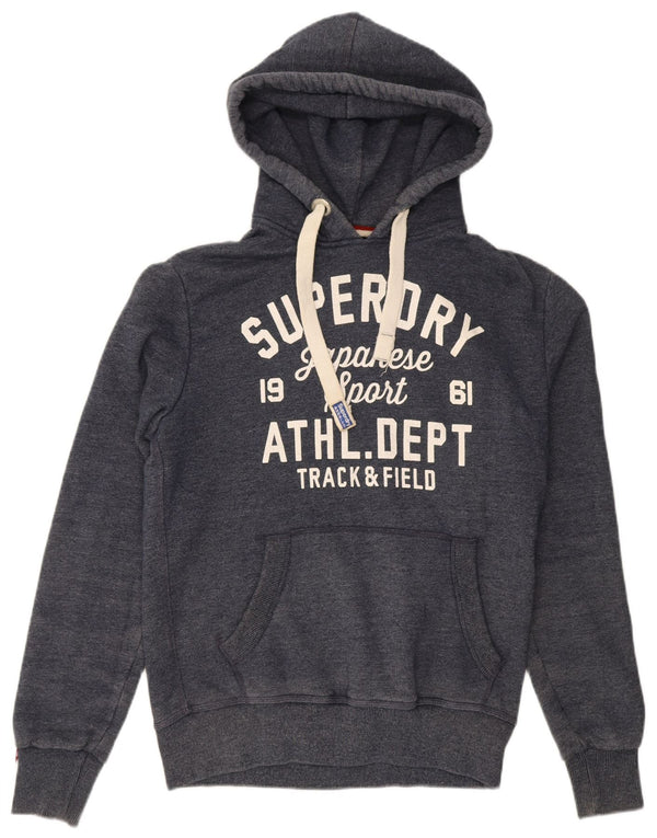Maglione con cappuccio grafico da uomo Superdry in cotone blu navy medio