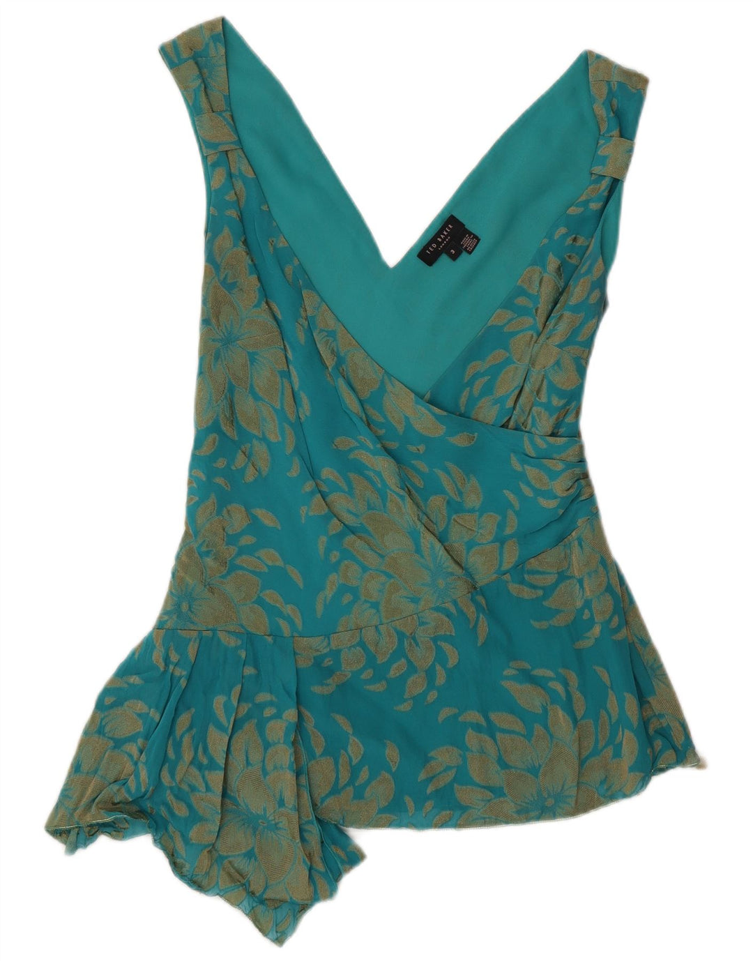 Camicetta asimmetrica da donna Ted Baker taglia superiore 3 verde medio floreale