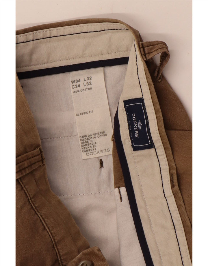 DOCKERS Pantaloni chino dritti da uomo vestibilità classica W34 L32 cotone beige