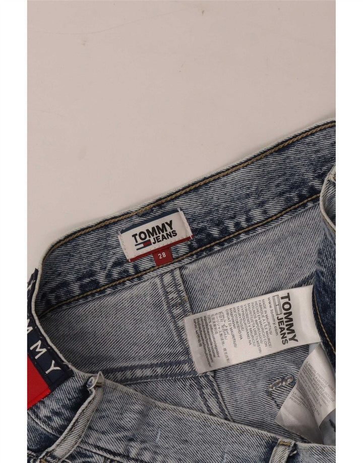 Pantaloncini di jeans invecchiati a vita alta da donna Tommy Hilfiger W28 Blu medio