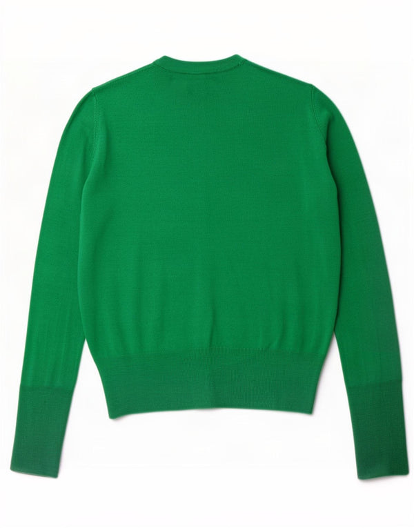 Zara Womens Crop Crew Neck Jumper Sweater UK 10 Small Green Viscose