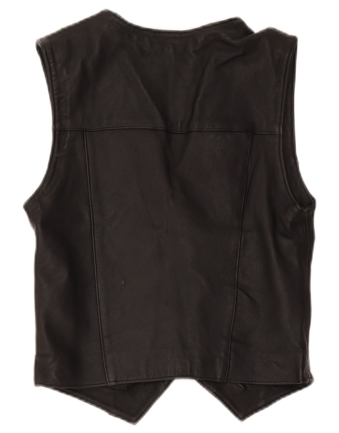 Gilet in pelle da donna vintage UK 12 medio nero