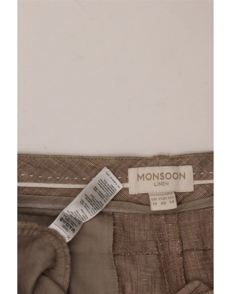 MONSOON Womens Standard Straight Chino Trousers UK 18 XL W39 L31 Brown Vintage Monsoon and Second-Hand Monsoon from Messina Hembry 