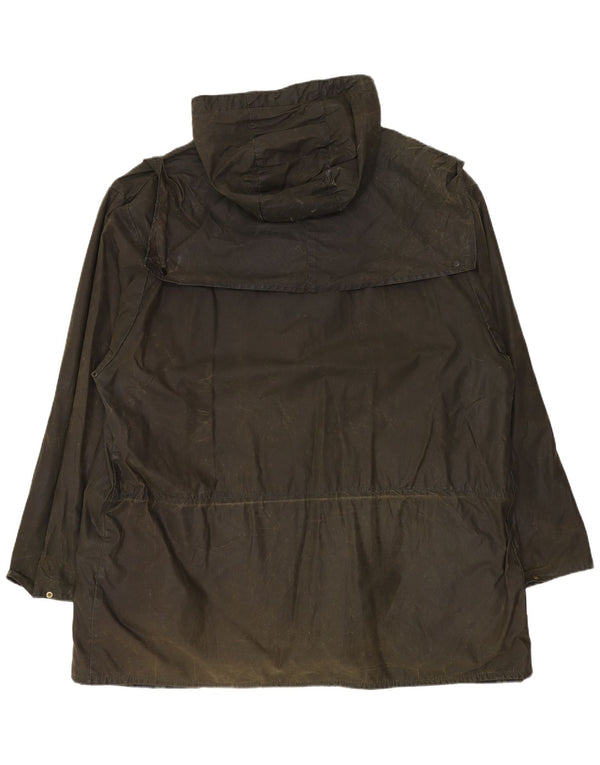 Giacca da uomo in cotone cerato con cappuccio Durham Barbour UK 42 grande cotone kaki