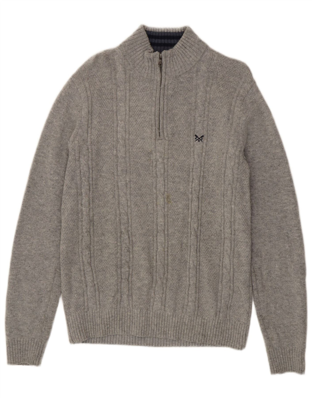 Crew Clothing Maglione da uomo con zip e collo in lana d'agnello grande grigia