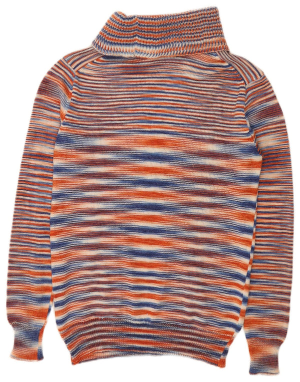 Maglione maglione collo alto da donna VINTAGE UK 10 piccole righe multicolori