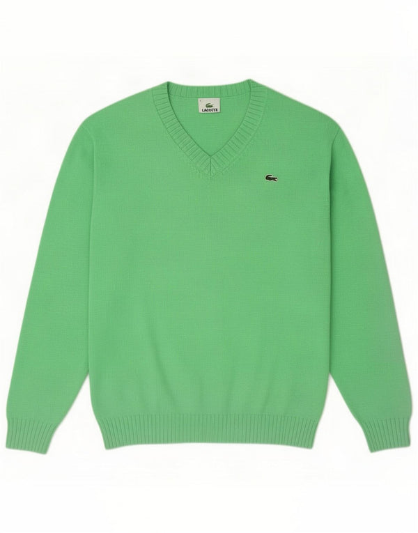 Lacoste Maglione da uomo con scollo a V taglia 5 grande in cotone verde