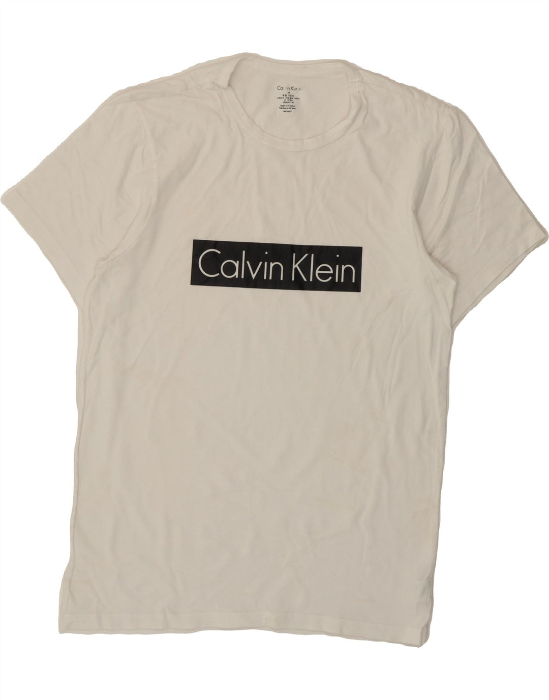 CALVIN KLEIN Mens Graphic T-Shirt Top Medium White Cotton Vintage Calvin Klein and Second-Hand Calvin Klein from Messina Hembry 