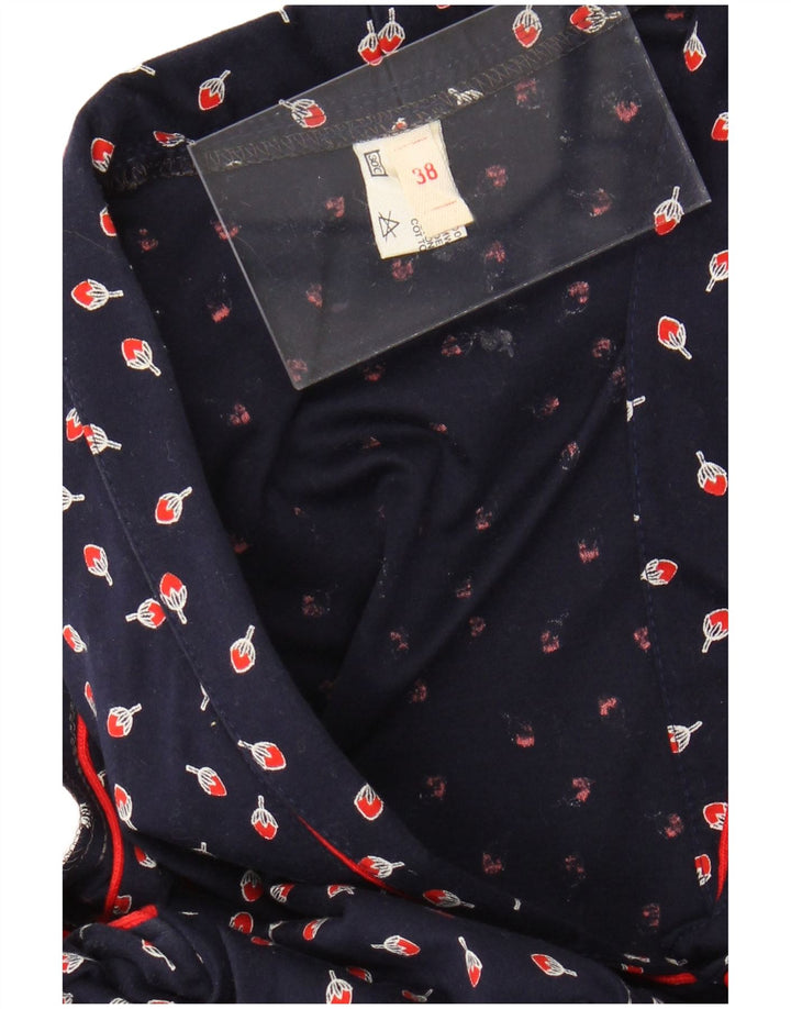 Abito lungo senza maniche da donna VINTAGE IT 38 XS cotone floreale blu navy