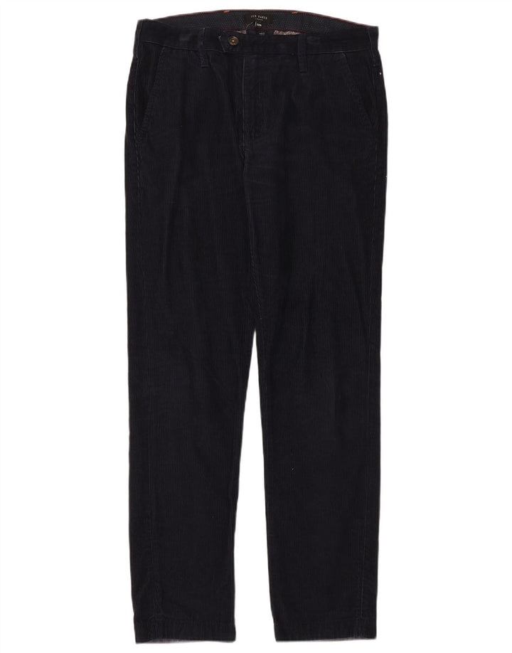 Pantaloni slim in velluto a coste da donna Ted Baker W32 L31 Blu Navy