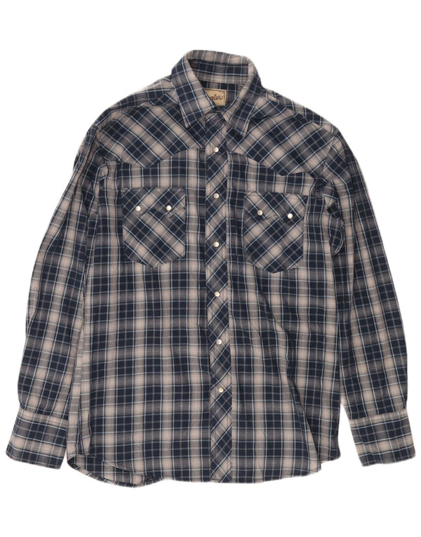 Camicia da uomo WRANGLER in cotone a quadri blu navy medio