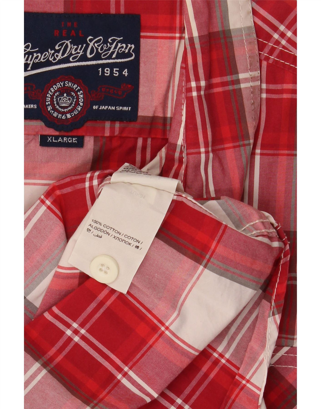 Camicia a maniche corte da uomo SUPERDRY XL in cotone a quadri rossi