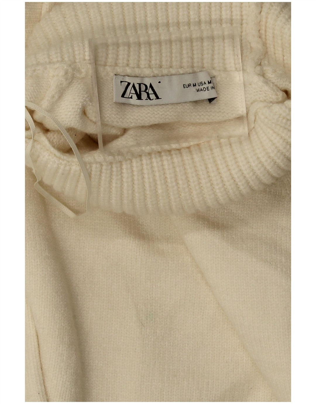 Maglione corto oversize a collo alto corto da donna Zara UK 14 medio bianco sporco