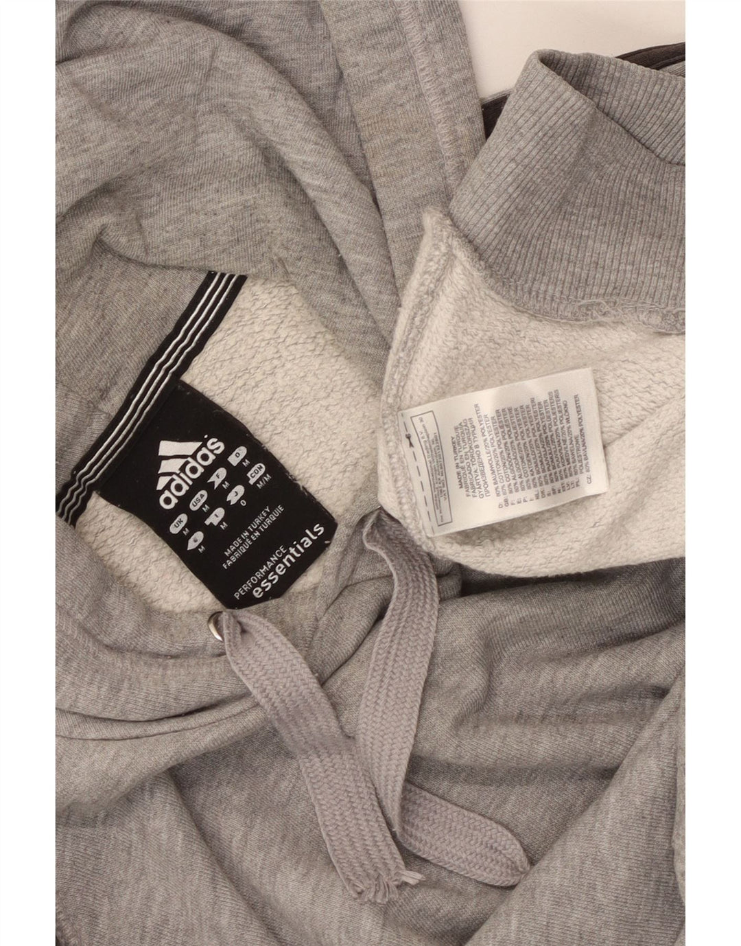 Felpa con cappuccio da uomo Adidas in cotone chiazzato grigio medio