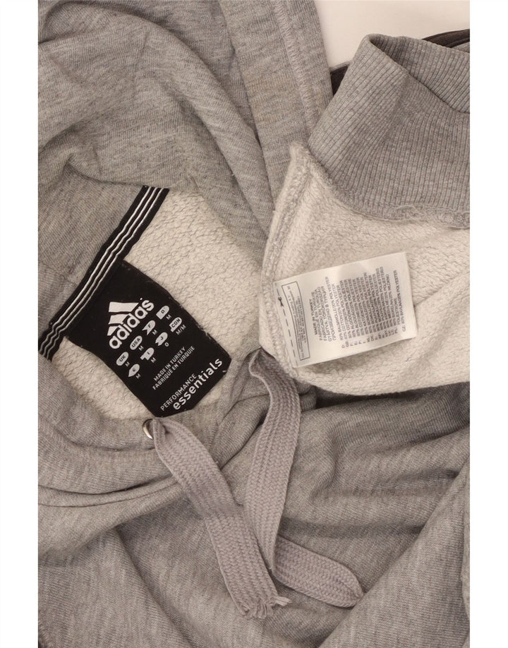 Felpa con cappuccio da uomo Adidas in cotone chiazzato grigio medio