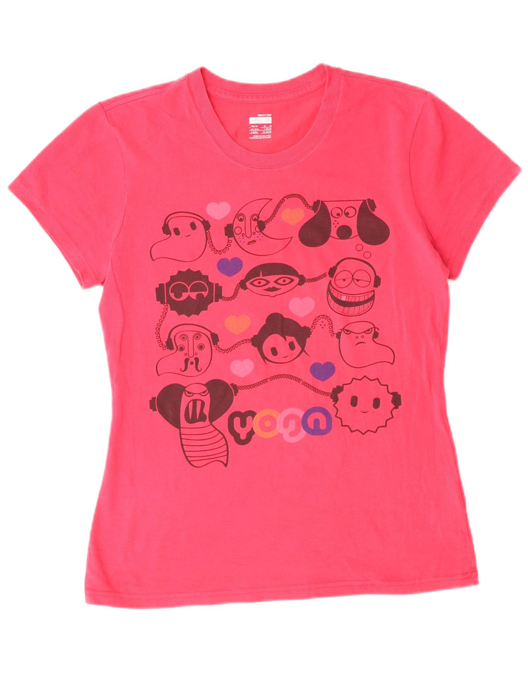 T-shirt grafica da donna NIKE Top UK 12/14 cotone rosa medio