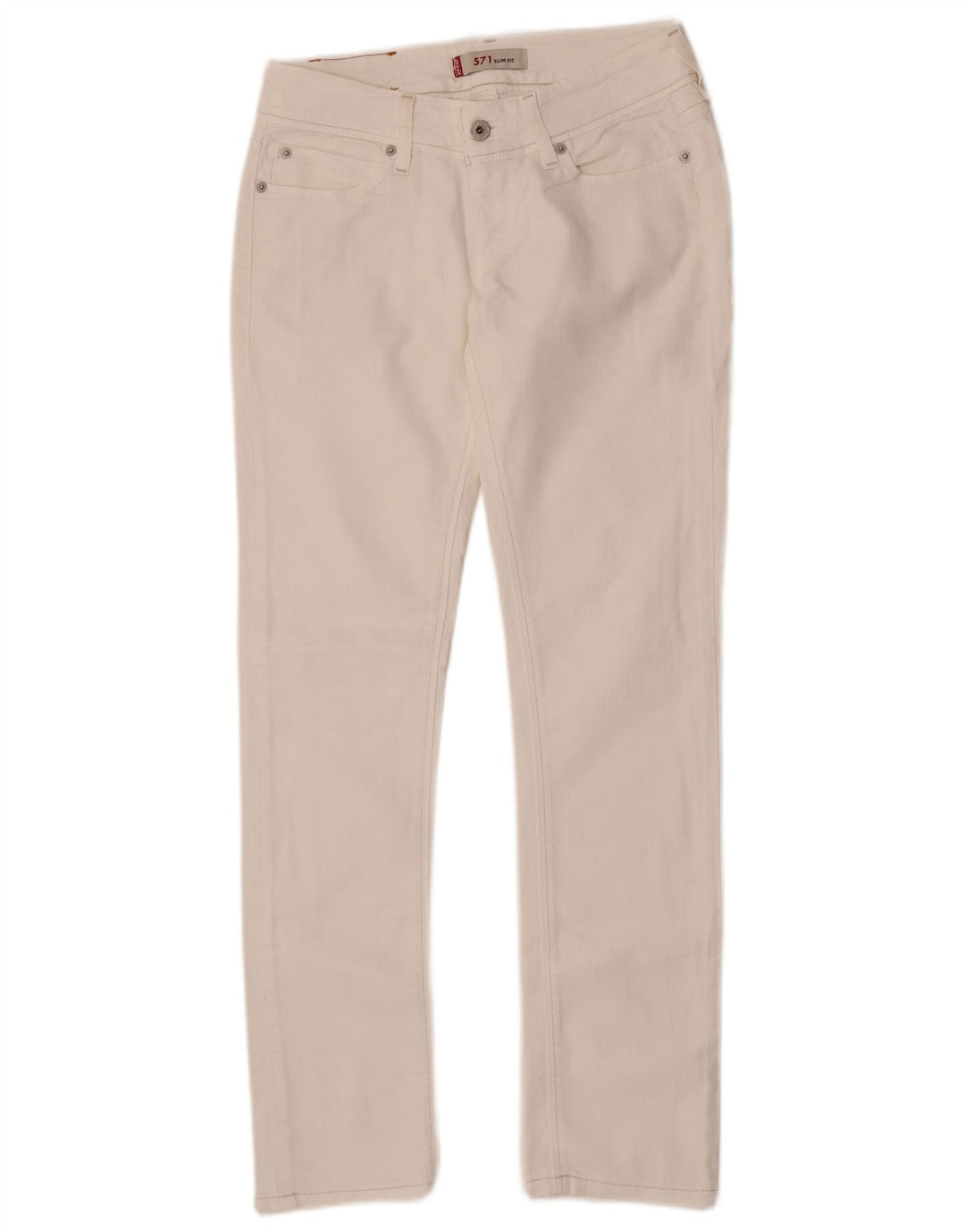 Jeans Levi's 571 Slim da donna W28 L30 cotone bianco