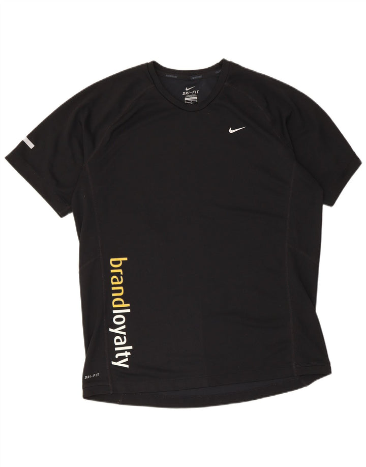T-shirt grafica Nike Dri Fit da uomo, grande, in poliestere nero